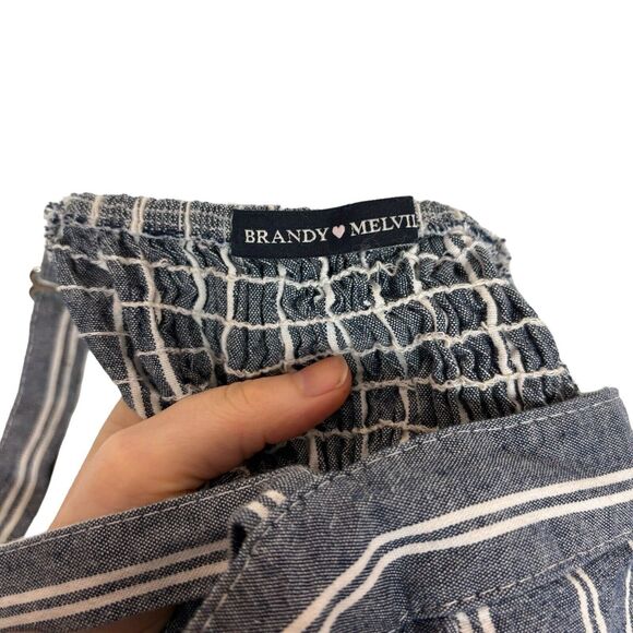 Brandy Melville Chambray White Striped Crop Top One Size - Picture 3 of 4